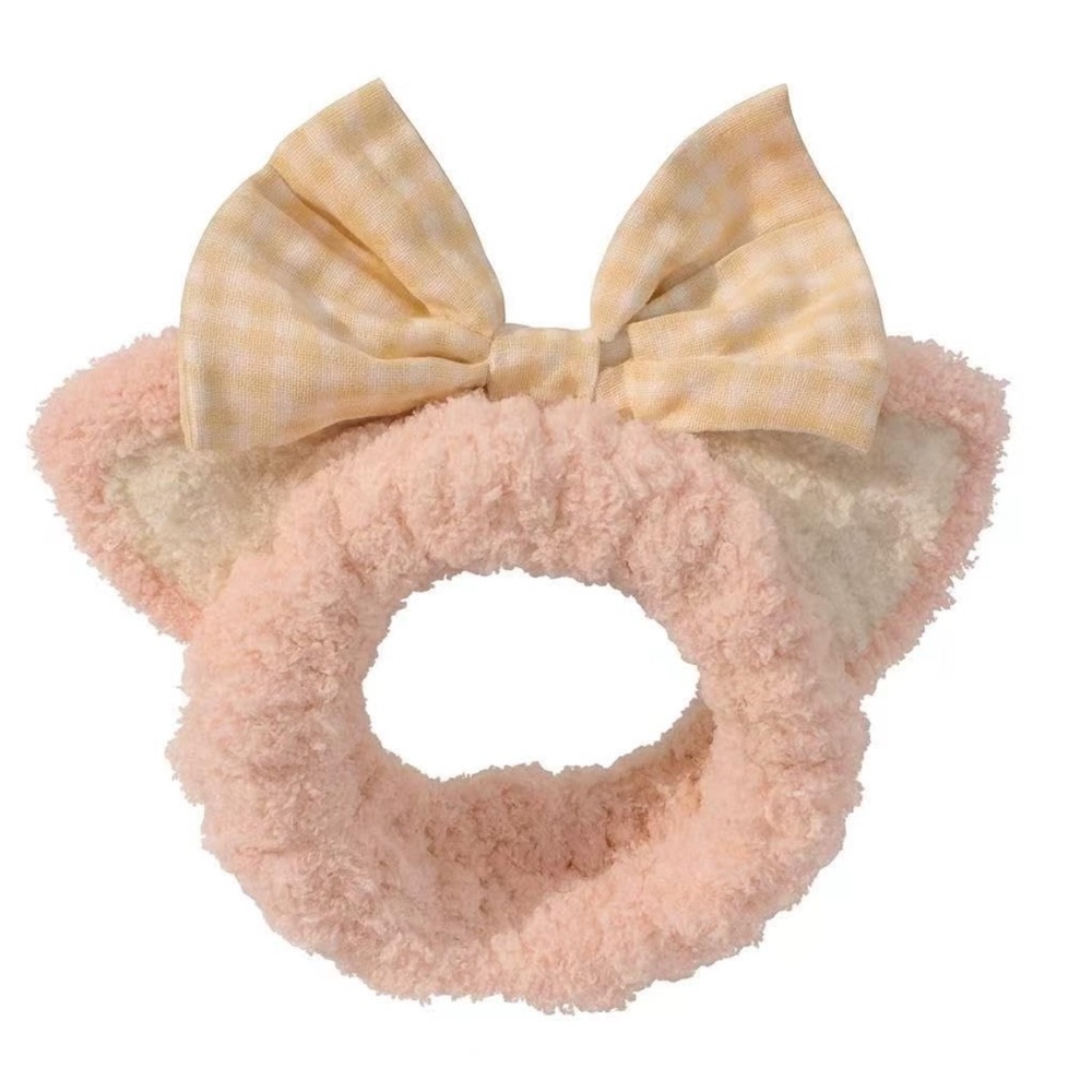 Pink Bear Ear Spa Headband Fluffy Makeup Skincare Hair Band NEW